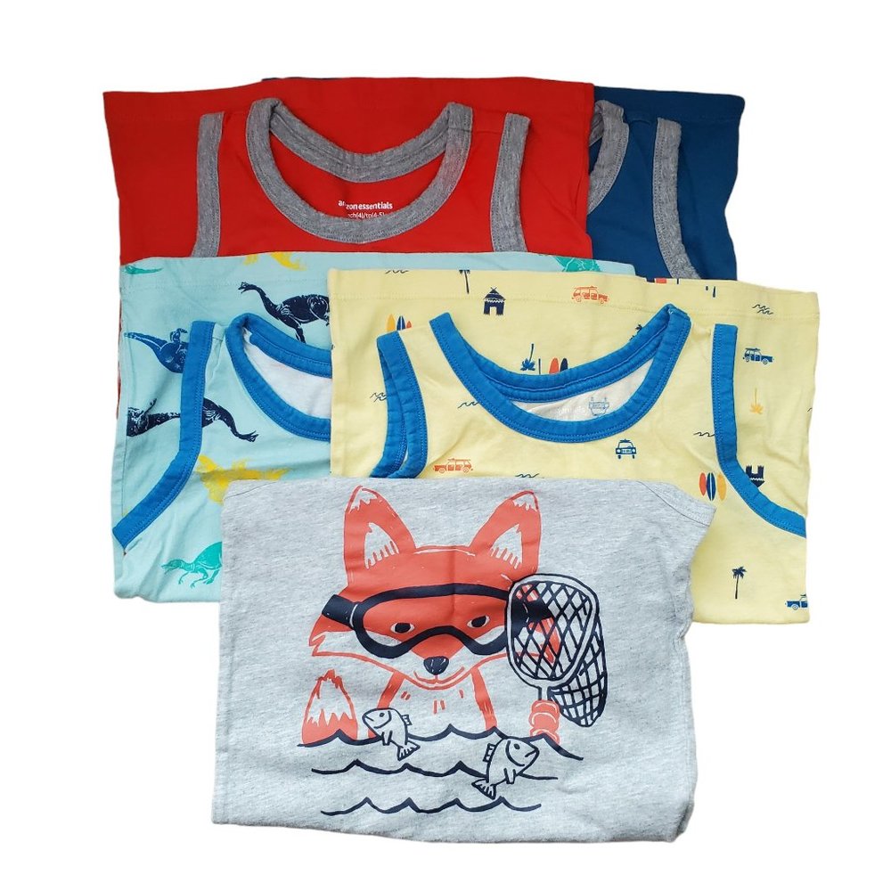 Boys Size XS‎ 4-5 Tank Tops Sleeveless Shirts 5 Piece Set. Gently worn